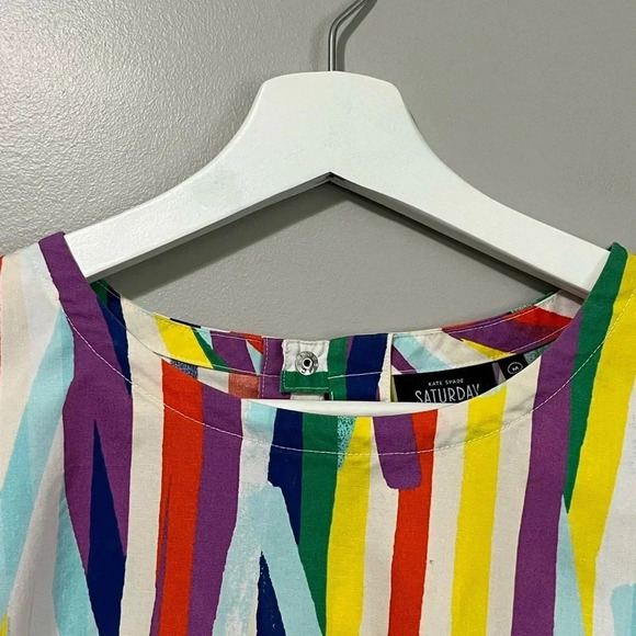 Kate Spade Saturday Sleeveless Abstract Striped Cotton Top - Picture 3 of 12